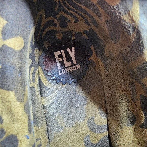 FLY London Yebi Espresso Suede Ruched Ankle Boots with Tie EU 40 US 10 Wedge - Picture 15 of 15